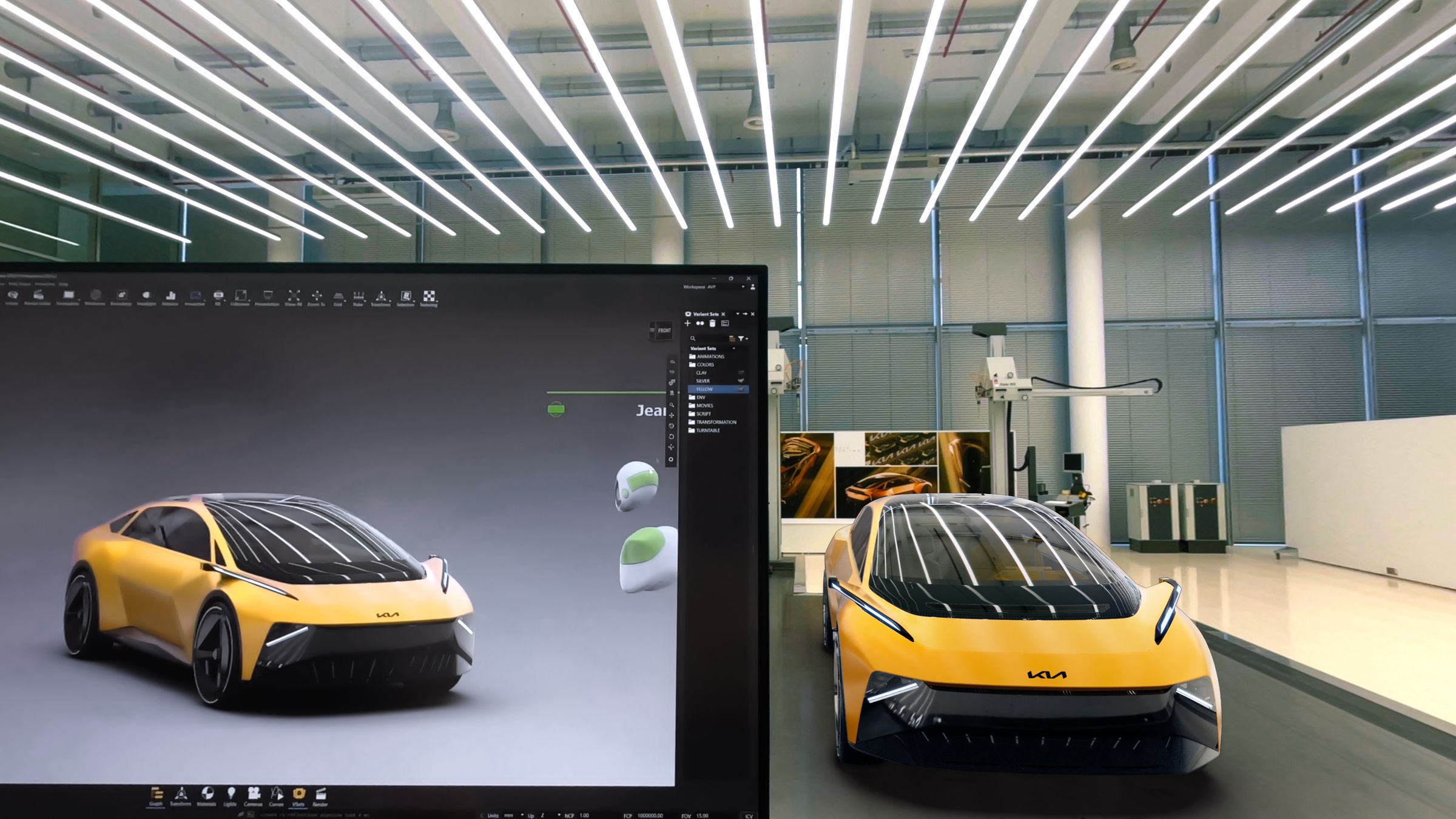 A high-fidelity Kia digital twin, rendered in Immersive for Autodesk VRED.